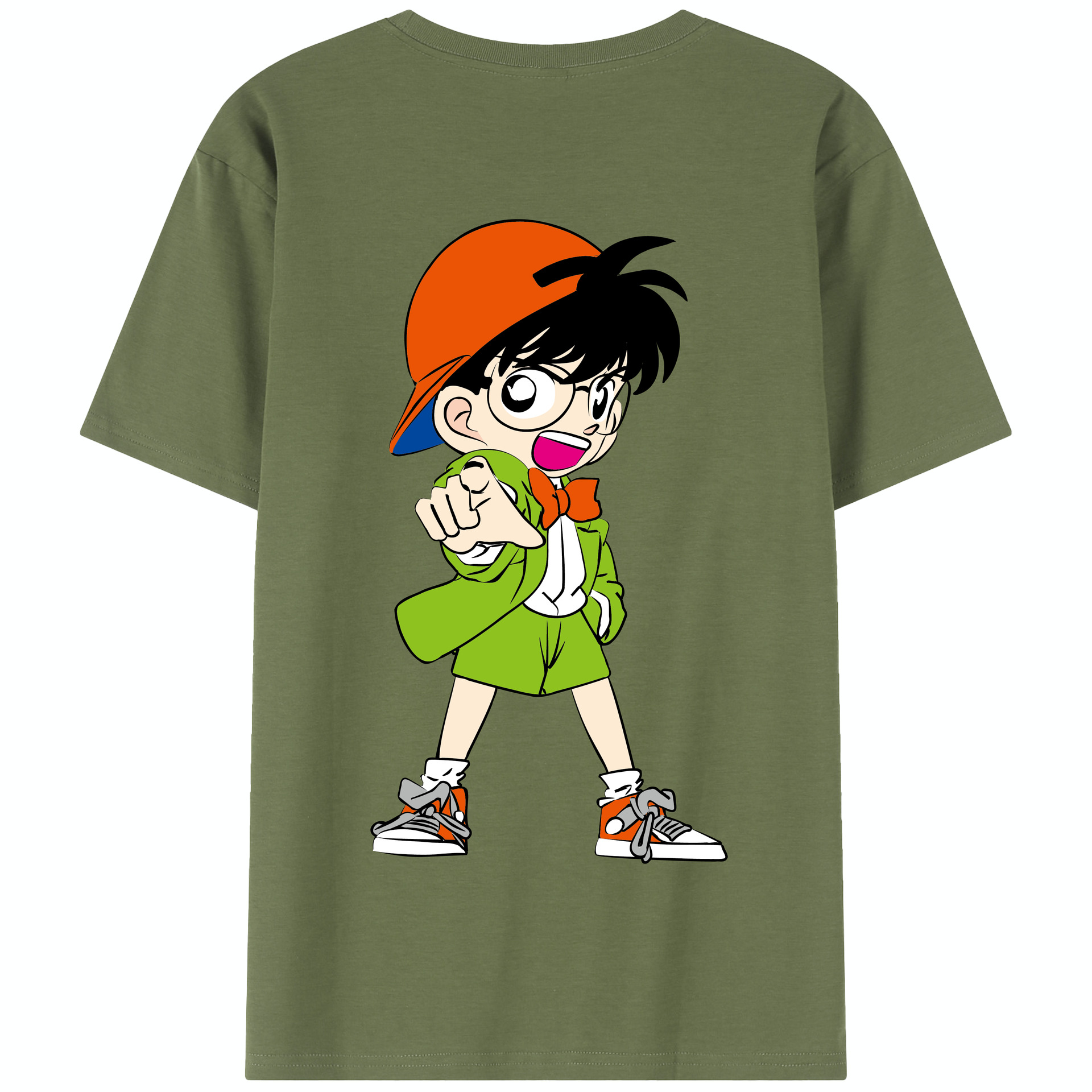 （画像用） 名探偵コナン 江戸川 コナン Detective Conan Conan Edogawa 綿100％半袖Tシャツ（背面プリント）